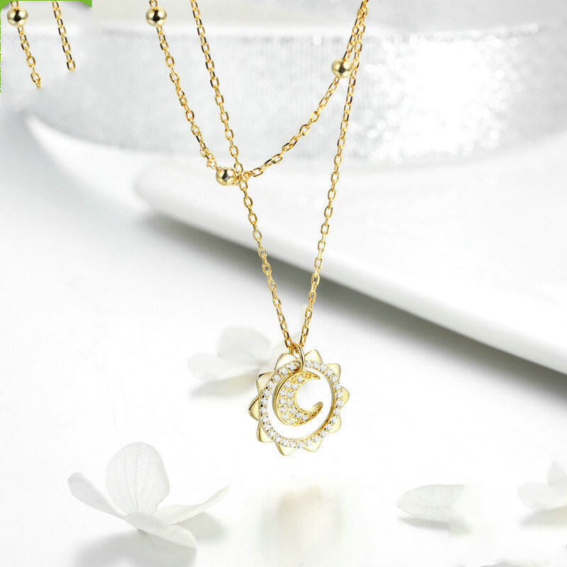 Gold plated Sun & Moon Necklace