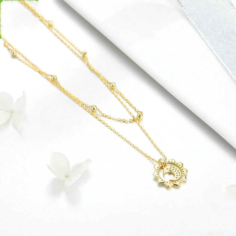 Gold plated Sun & Moon Necklace