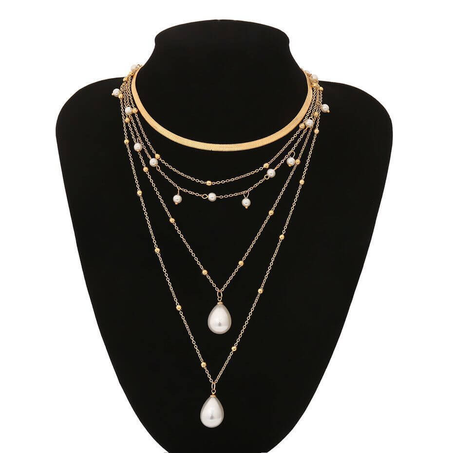 Gold Multilayer Pearl Necklace