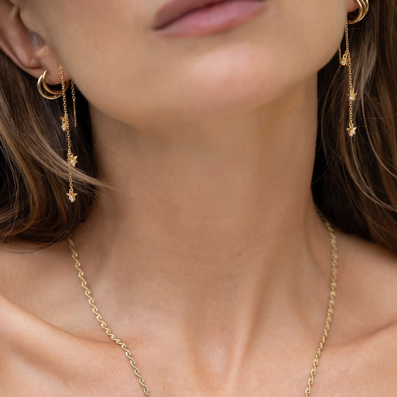 Orion Threader Gold Earrings 2