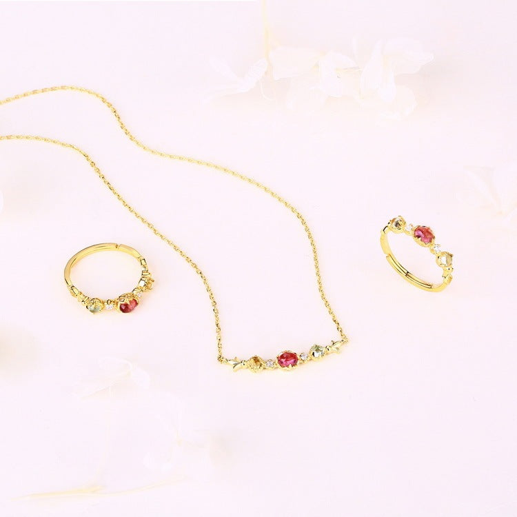 Red Tourmaline Clavicle Necklace