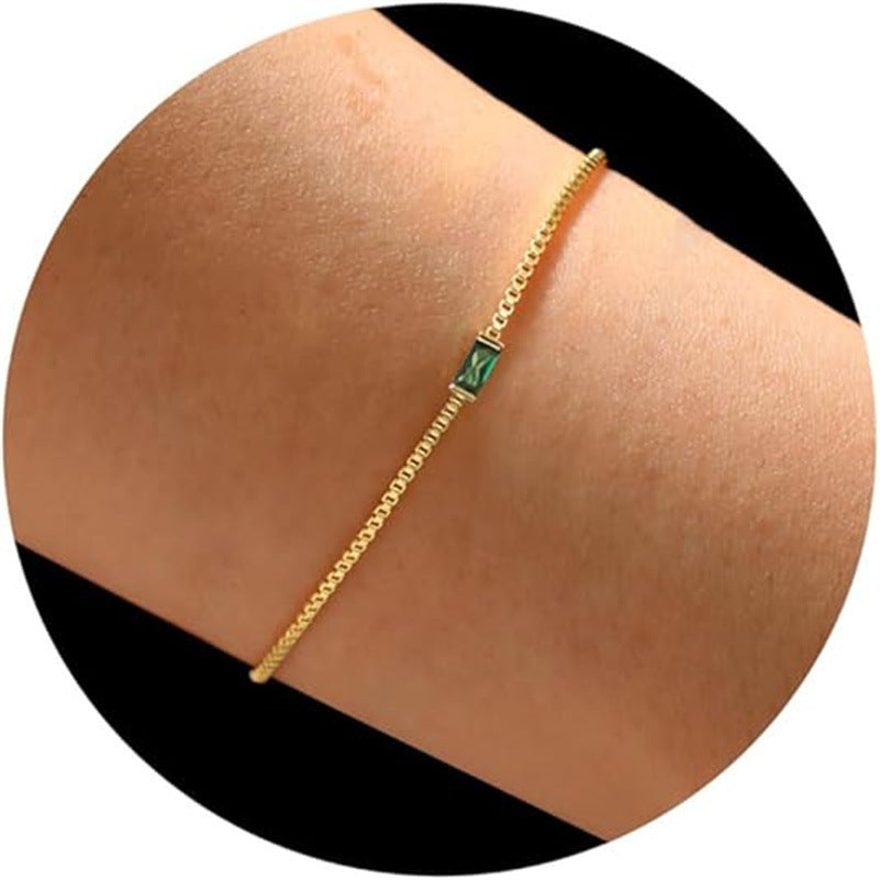 Retro Zircon Box Chain Bracelet