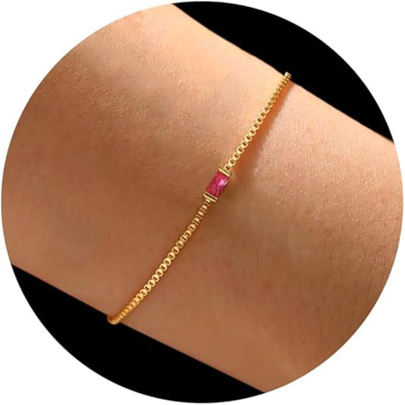 Retro Zircon Box Chain Bracelet