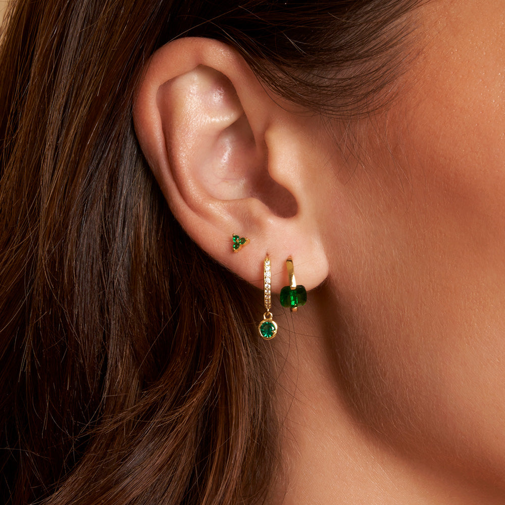 Rhodes Gold Earrings - Emerald 4