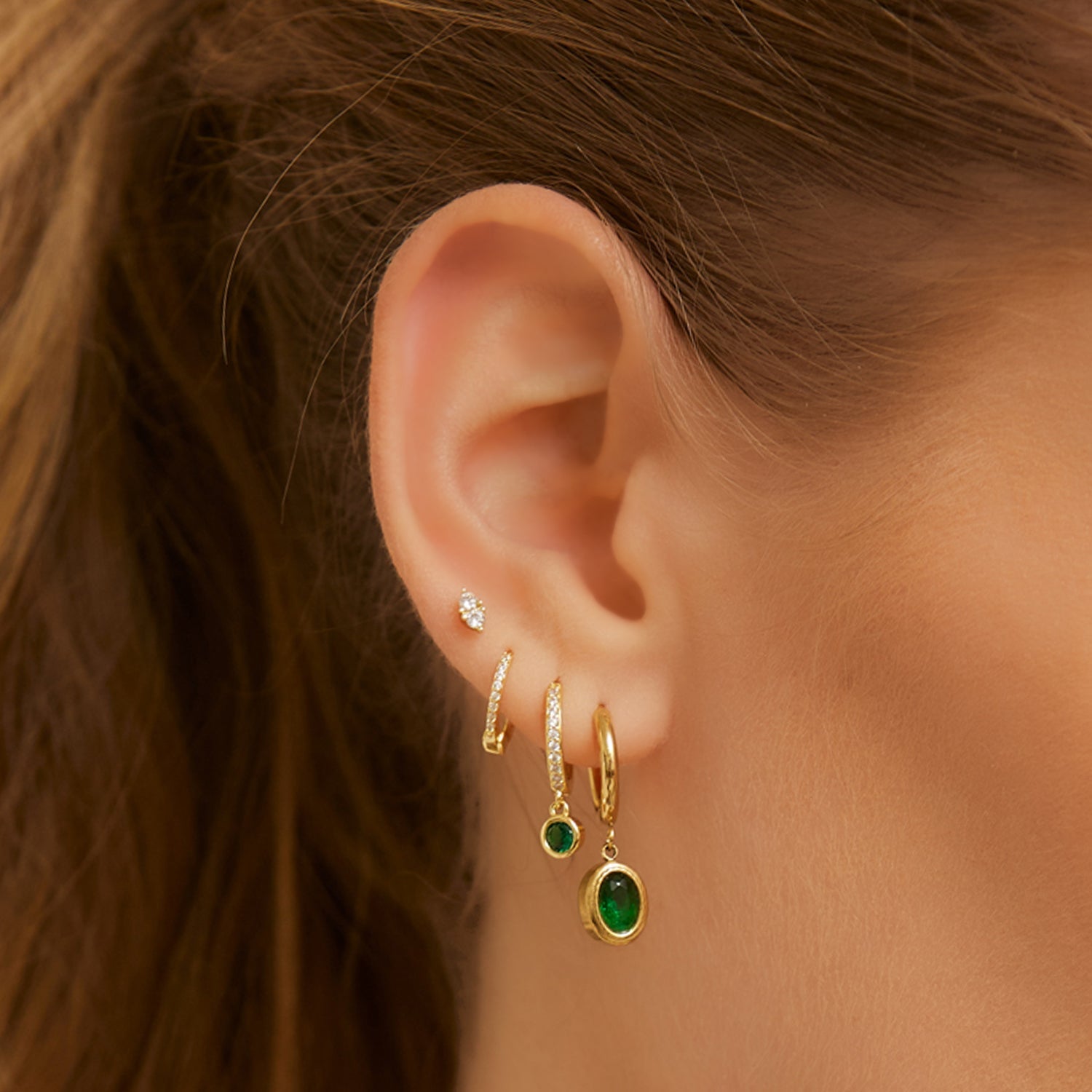 Rhodes Gold Earrings - Emerald 5