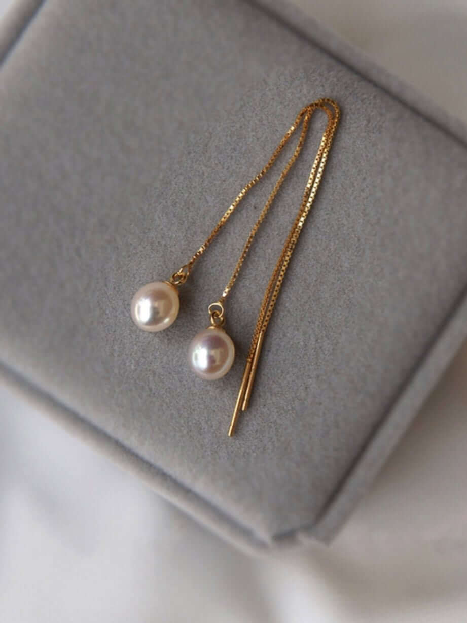 Pearl Chain Threader Earrings