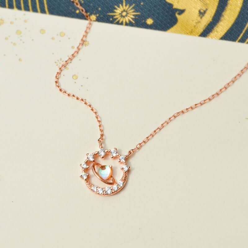 Rose gold Planet Diamond Necklace