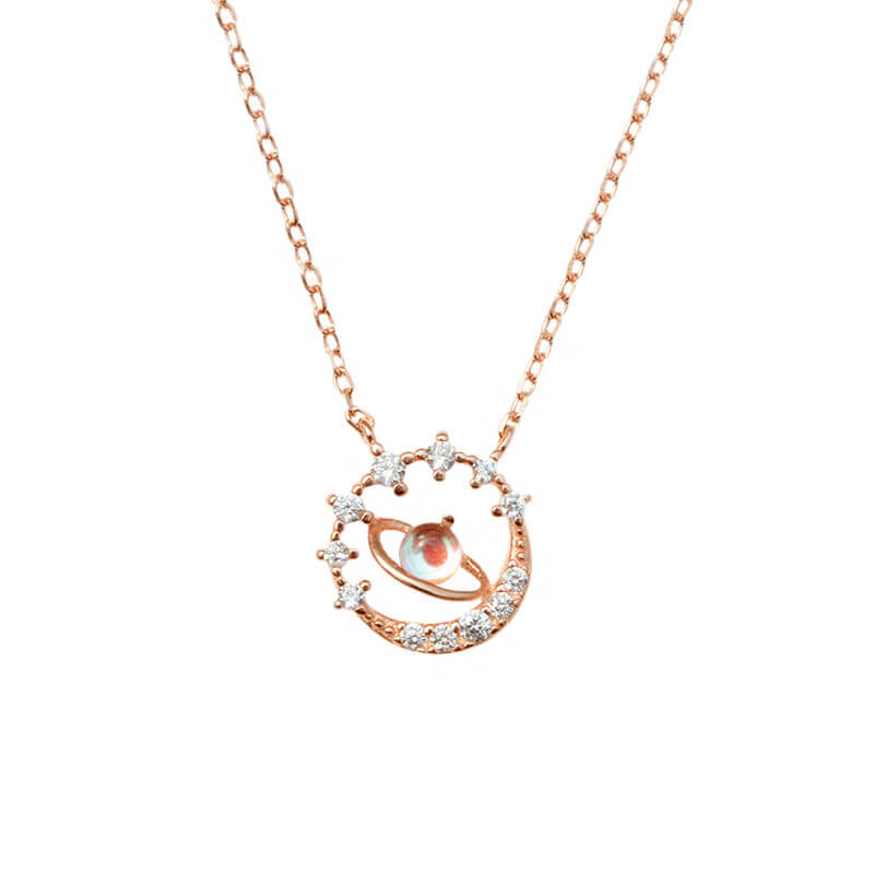 Rose gold Planet Diamond Necklace