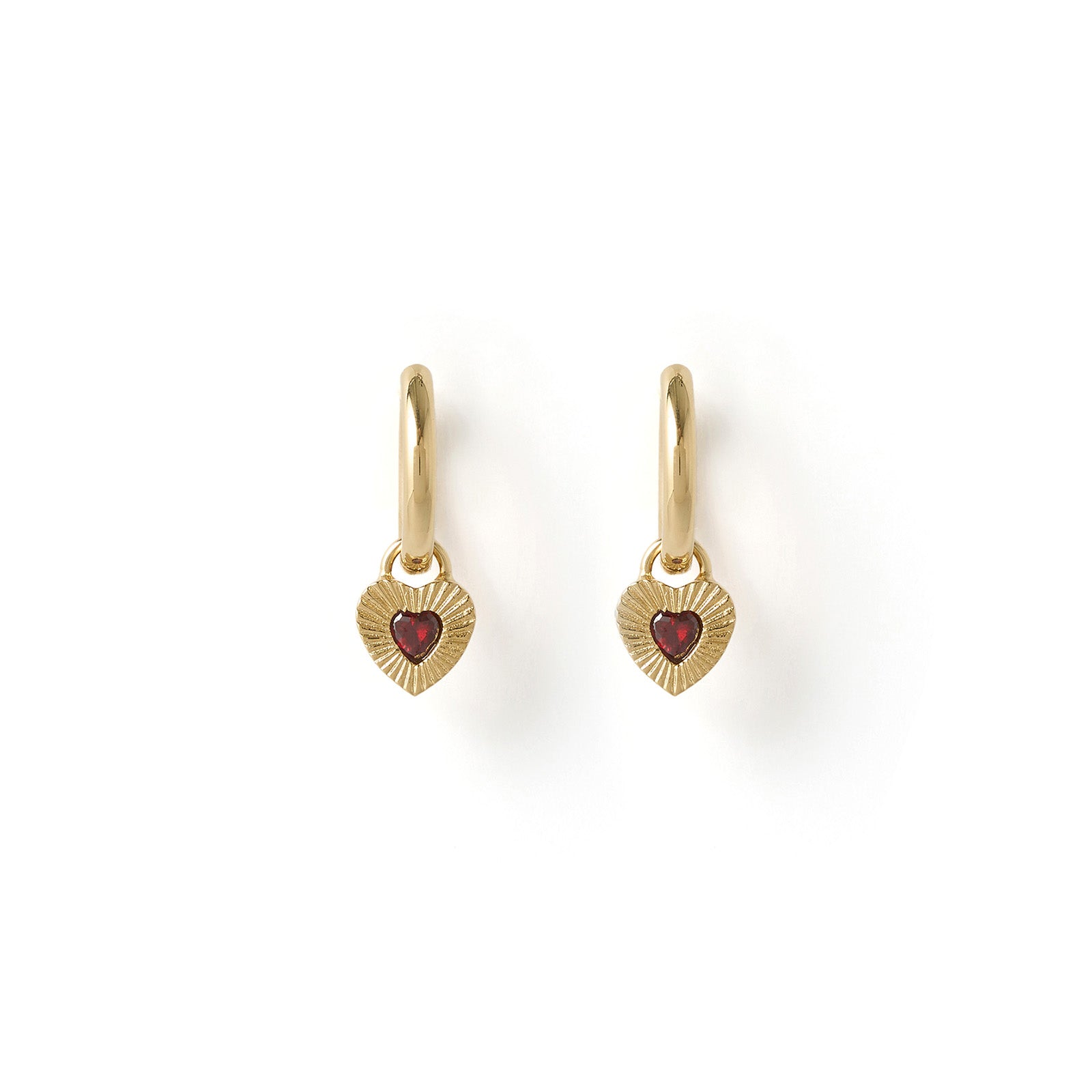 Ruby Heart Earrings - Red