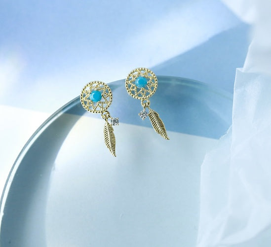 Silver artificial zircon S925 Silver Blue Diamond Earrings