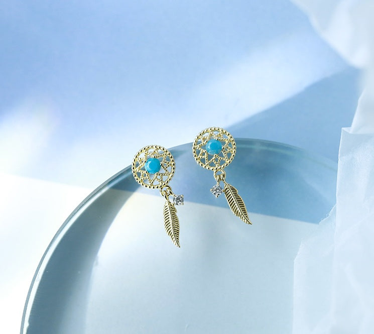 Silver artificial zircon S925 Silver Blue Diamond Earrings