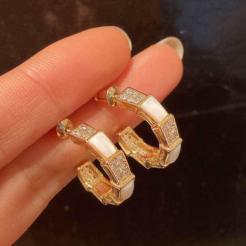 C-Shaped Diamond Hoop Earrings