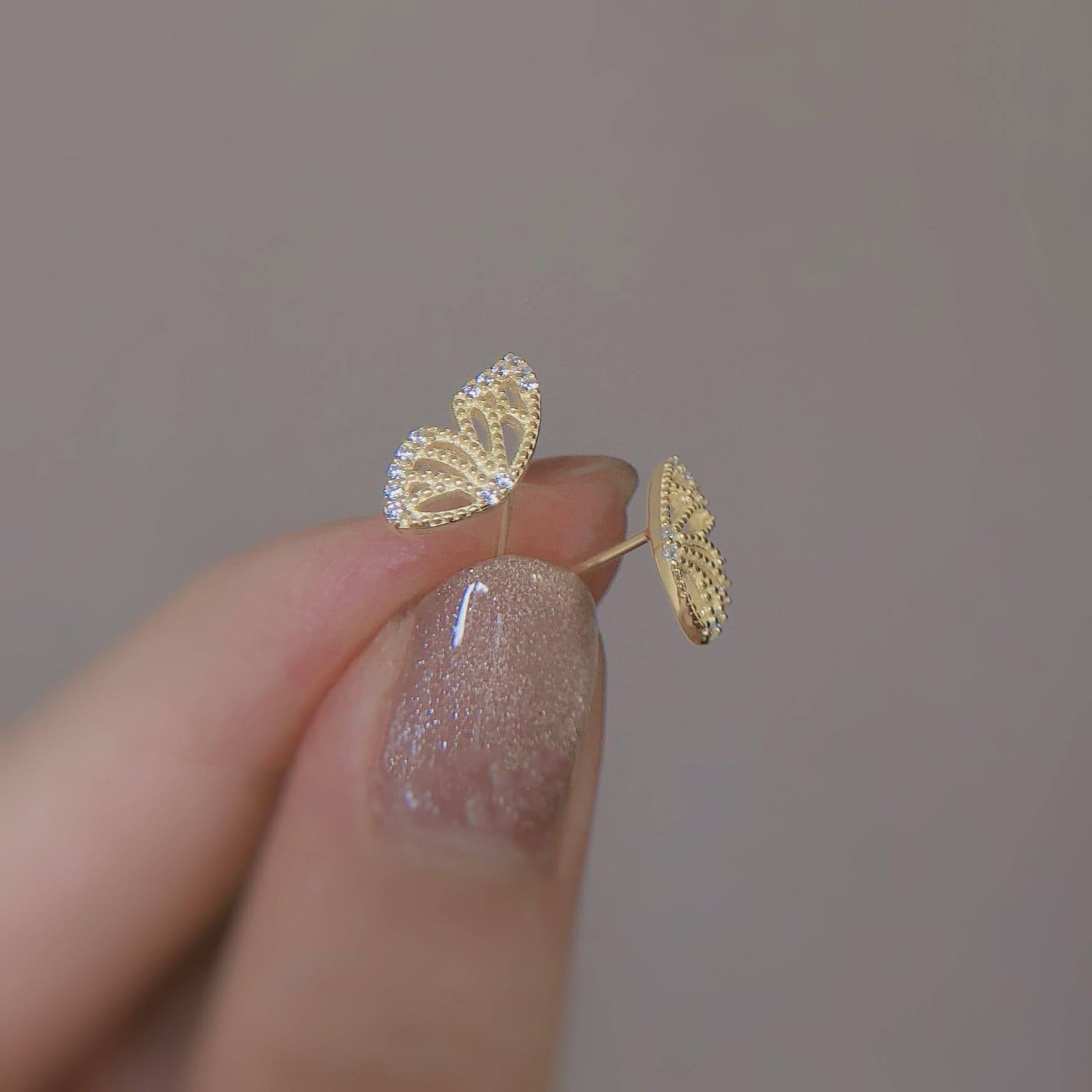 Butterfly Wing Stud Earrings Gold