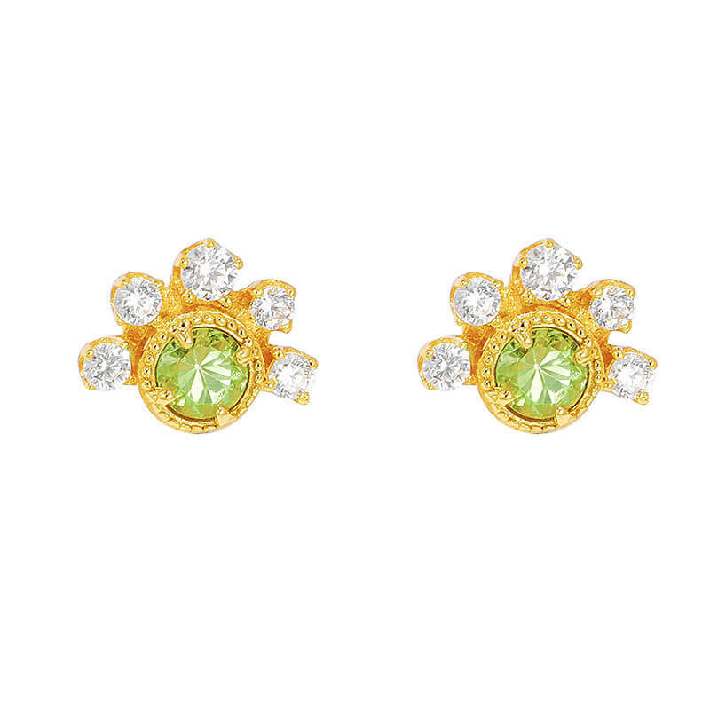 Green Amethyst Stud Earrings Gold