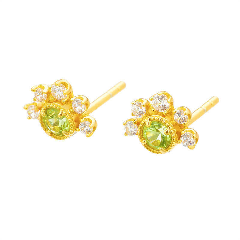 Green Amethyst Stud Earrings Gold