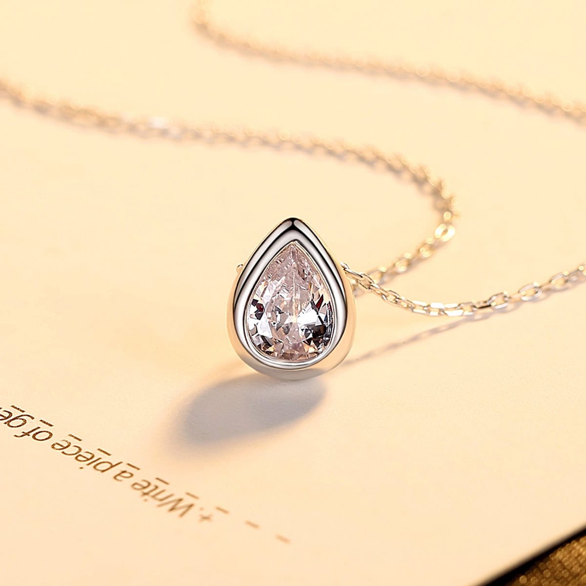 Silver Water Drop  Pendant Necklace