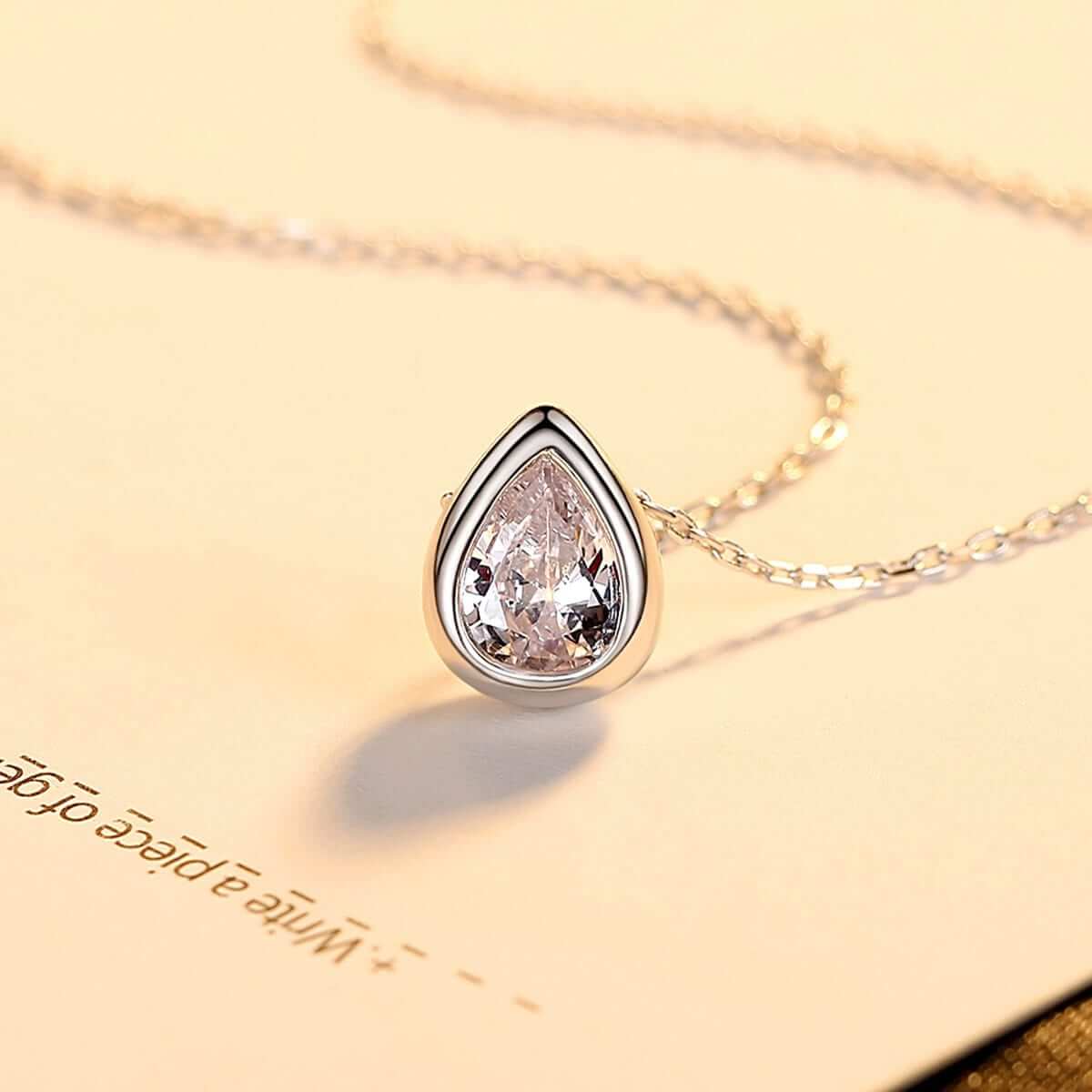 Silver Water Drop  Pendant Necklace