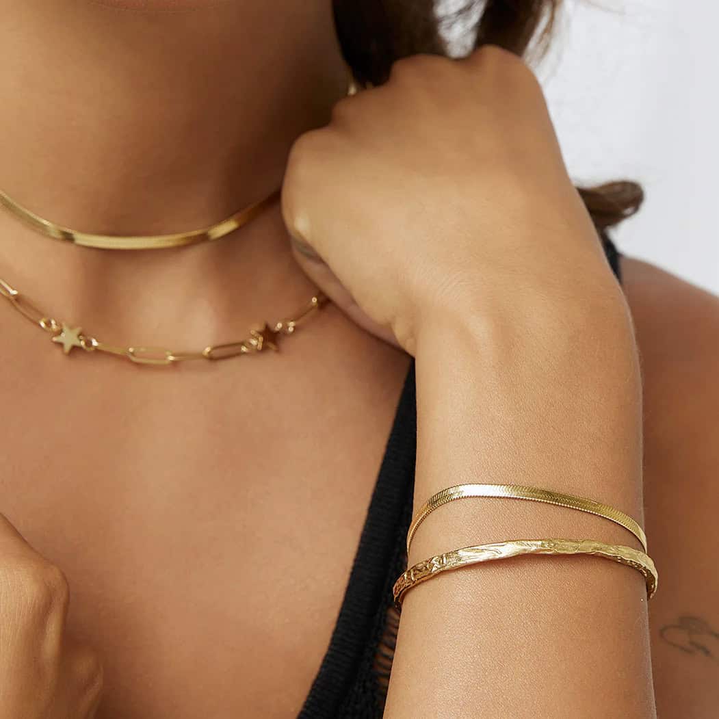 Snake Chain Bracelet 14k Gold Plated 