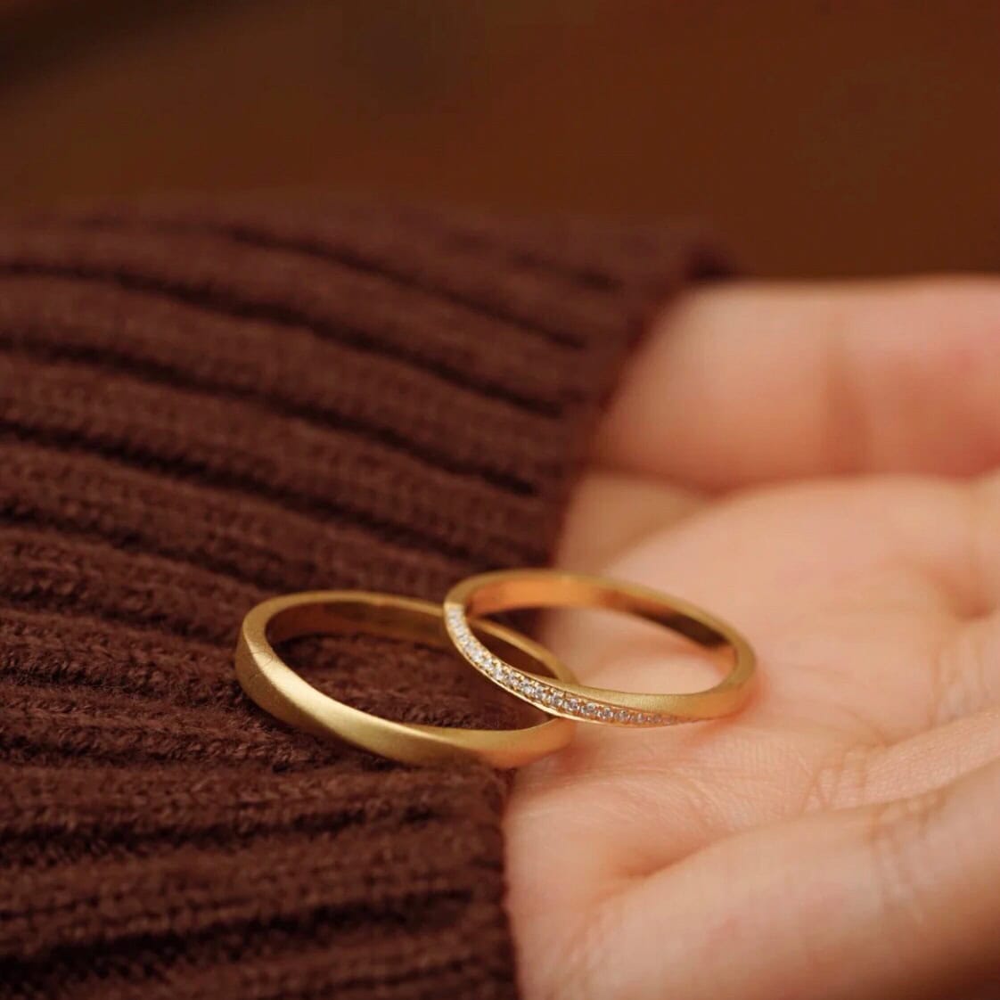 Stackable Diamond Matte Rings