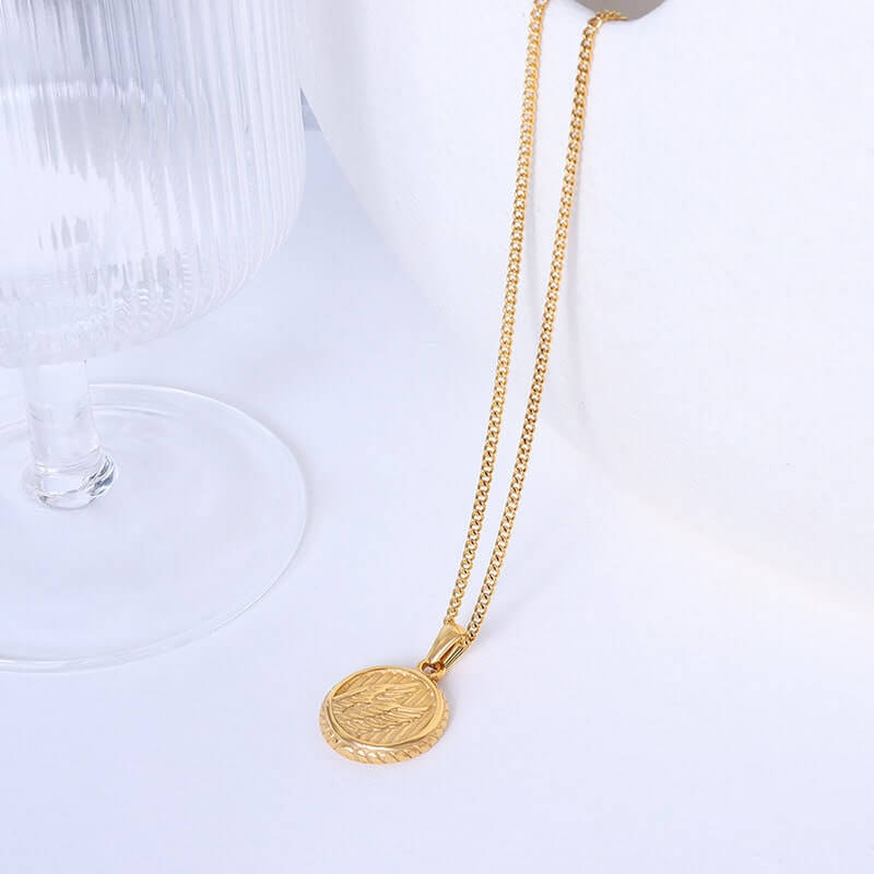 Stainless Steel Snake Coin Pendant Necklace