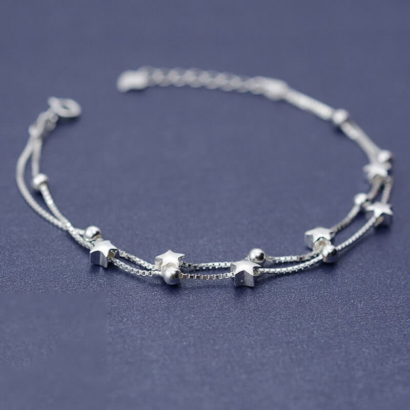 Silver Beaded Star Bracelet