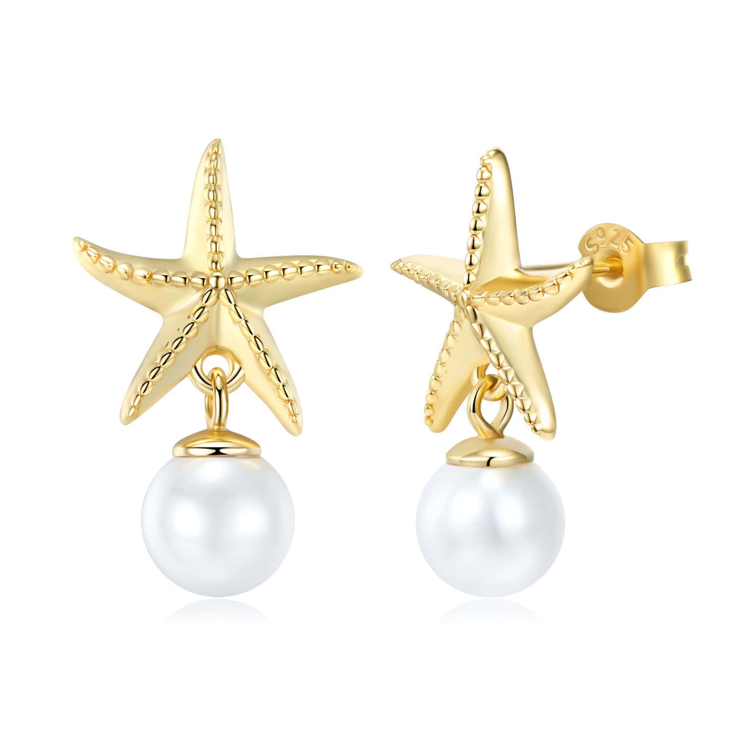 S925 Starfish Pearl Earrings