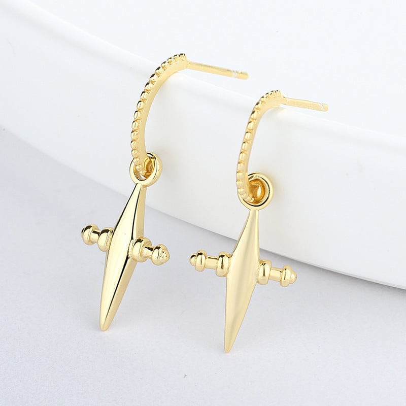 Gold 3D Star Cross Earrings
