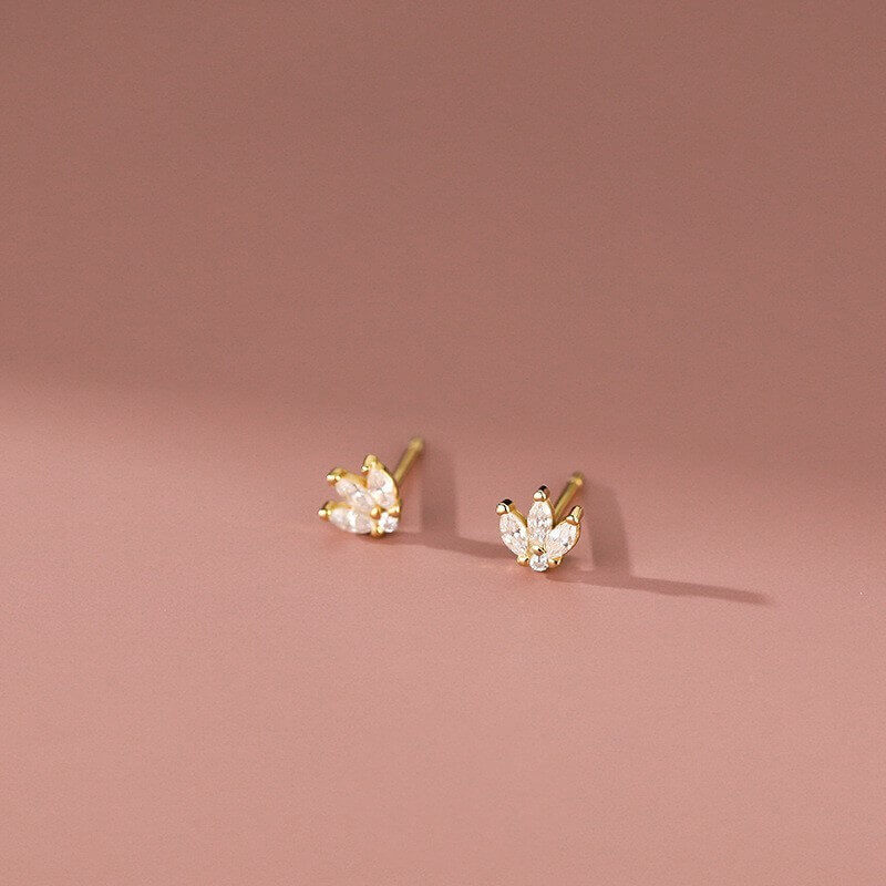 gold Clover Stone Earrings