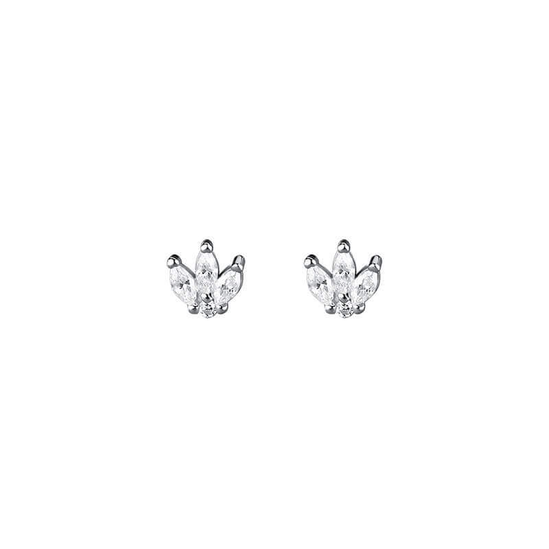 silver Clover Stone Earrings
