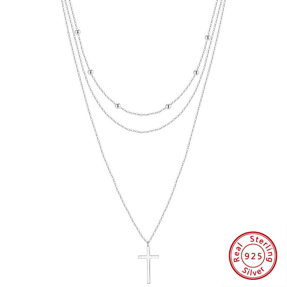 Sterling Silver Cross Pendant Design Necklace