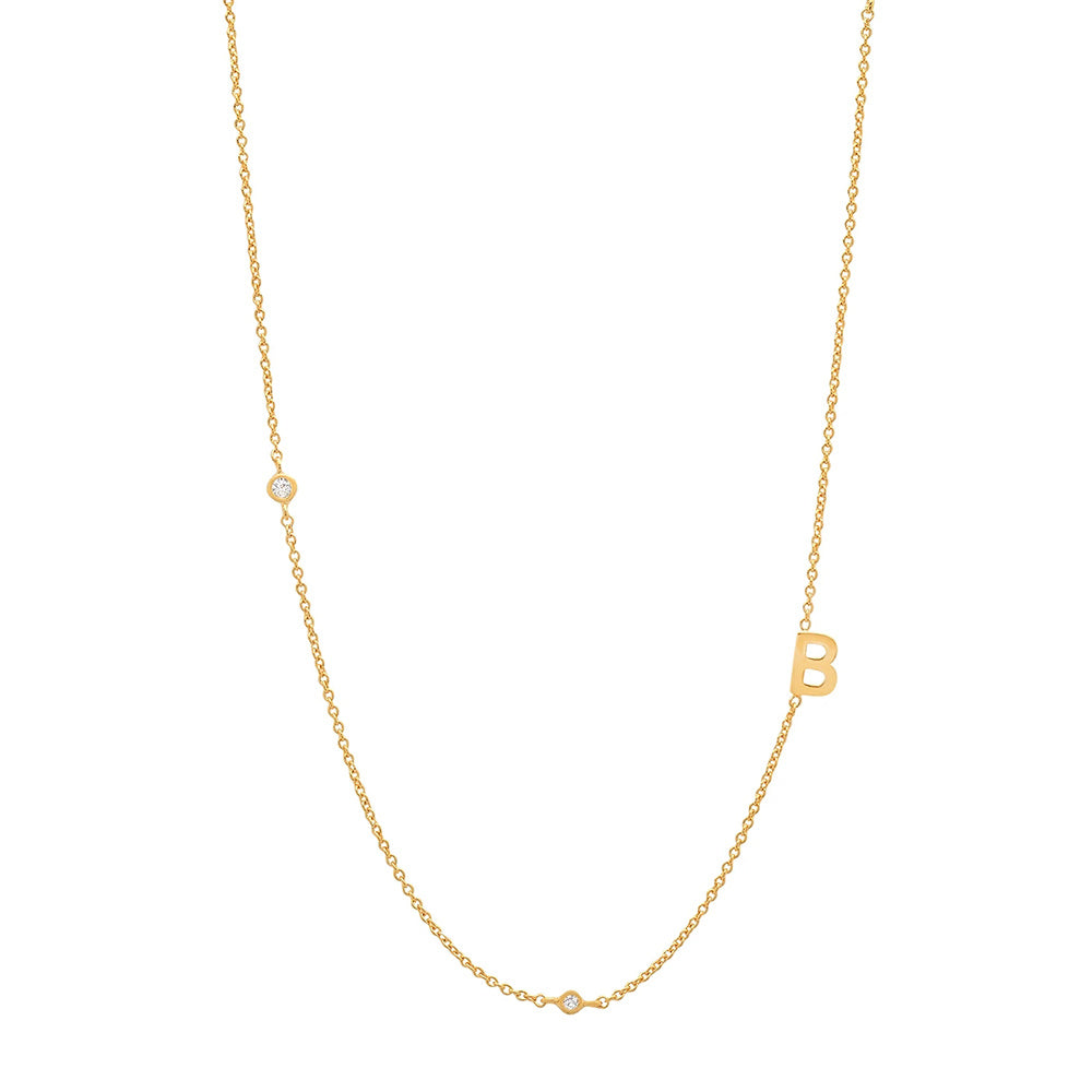 Women's S925 Sterling Silver Diamond Letter B Necklace