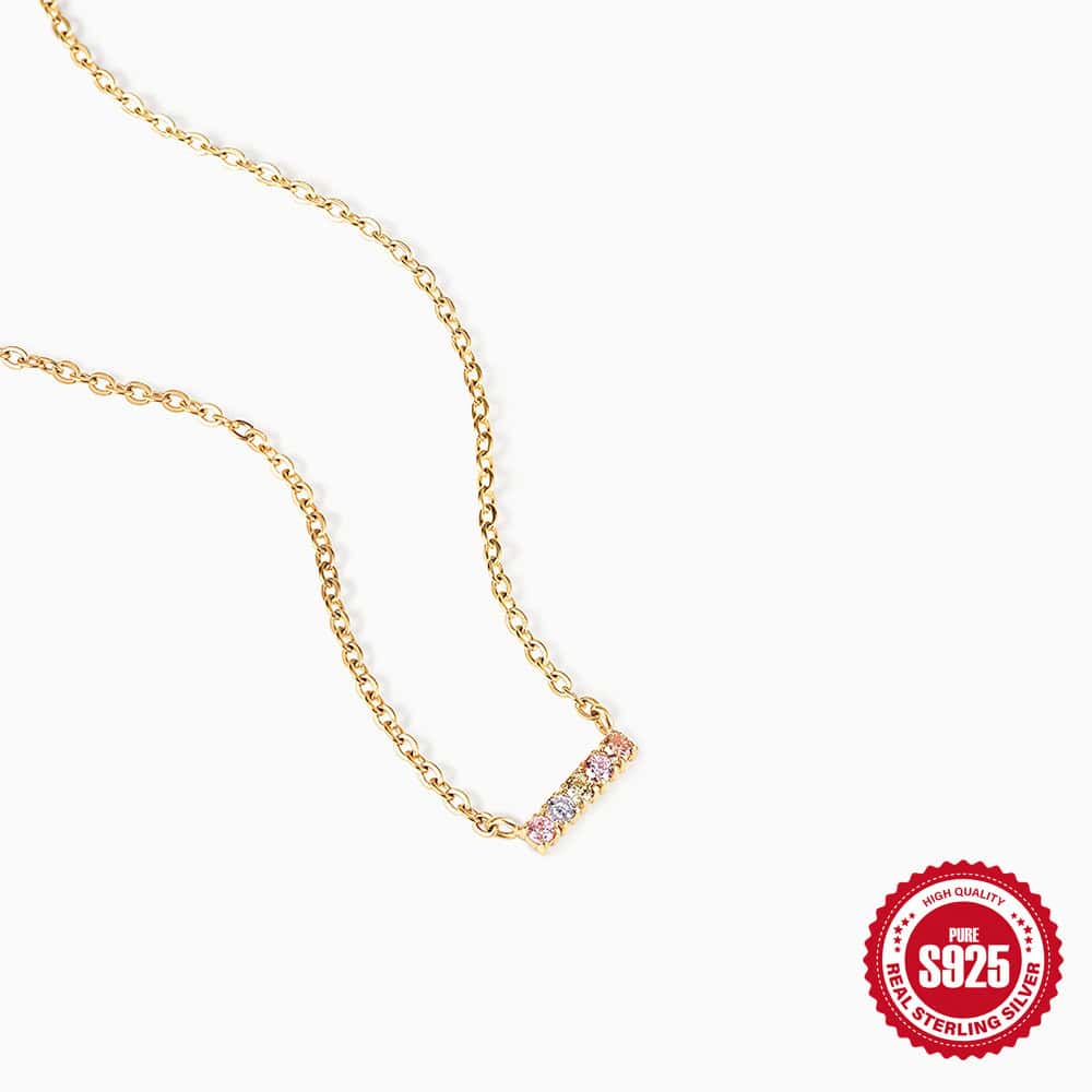 multicolored zircon gold chain necklace