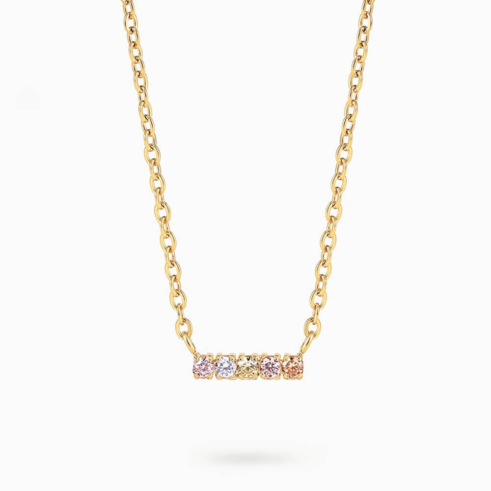 multicolored zircon gold chain necklace