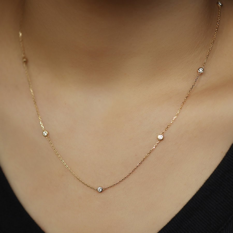 S925 Sterling Silver Gold Plated Necklace Design Sense Ins Starry Clavicle Chain