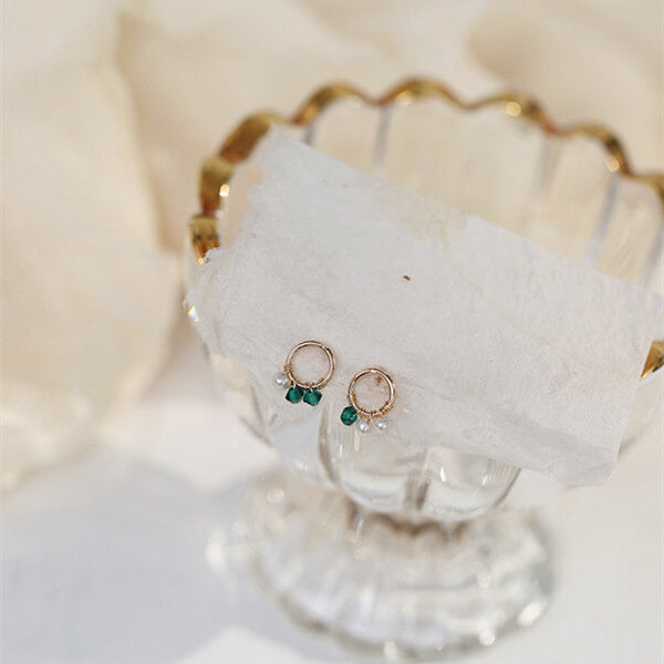 Pearl Charm Huggie Hoop Earrings