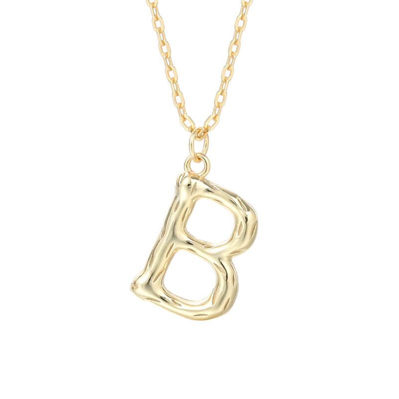 B Gold Initial Alphabet Necklace