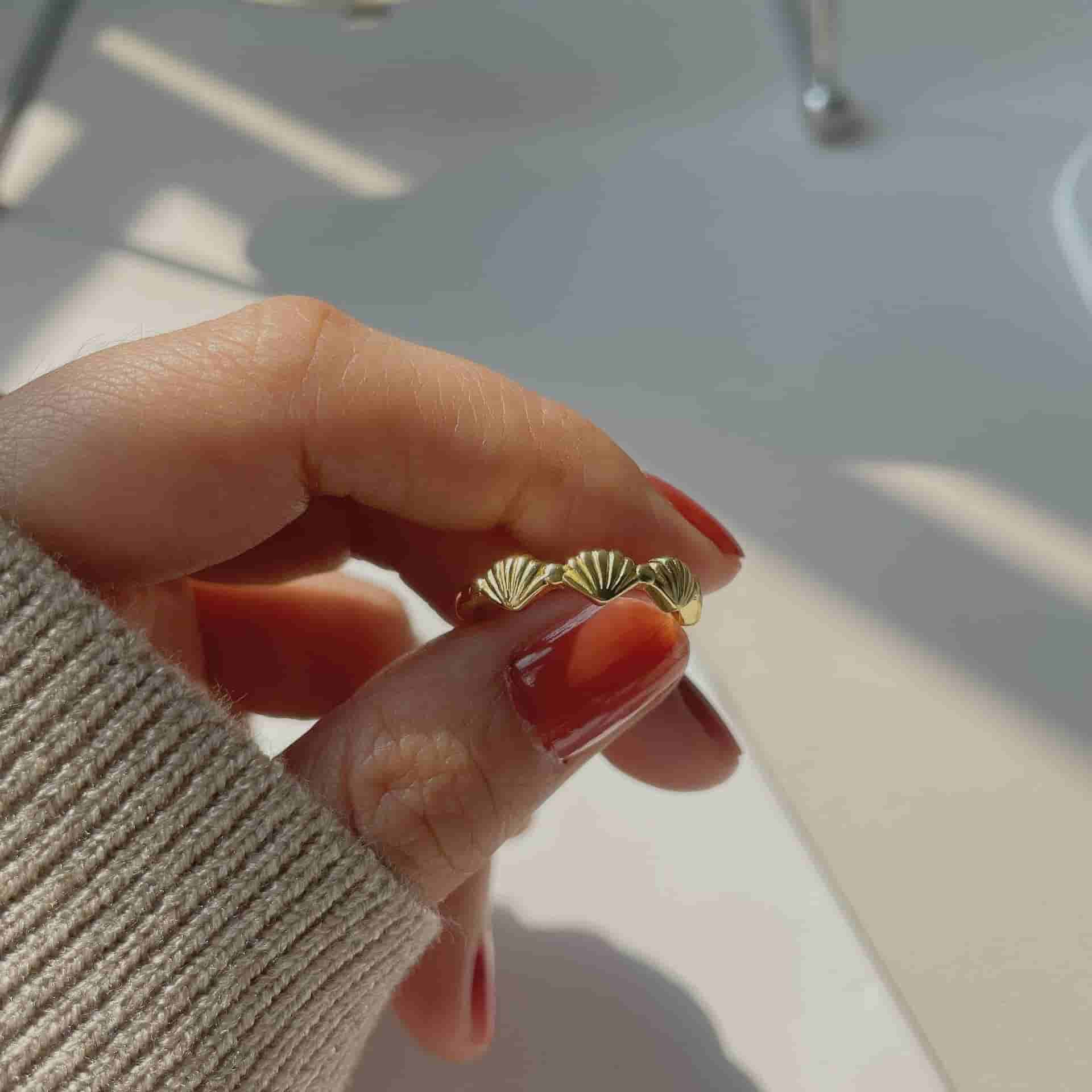 Geometric Sterling Silver Shell Ring