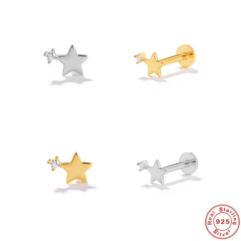 sterling silver S925 Star Diamond Studs