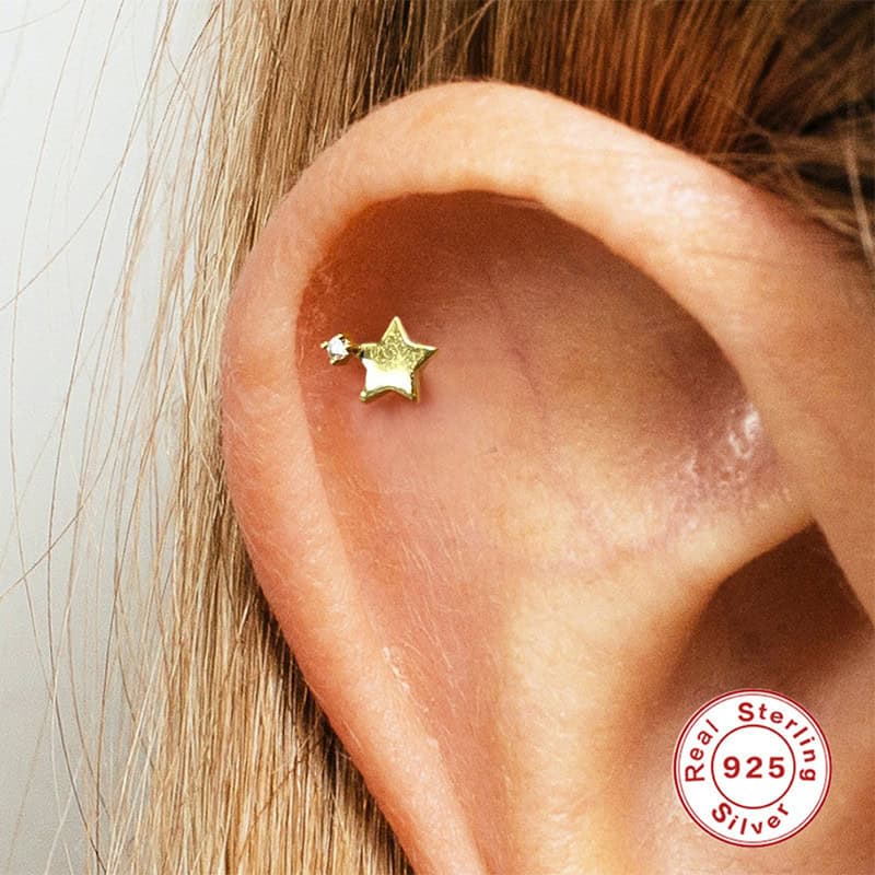 sterling silver S925 Star Diamond Studs