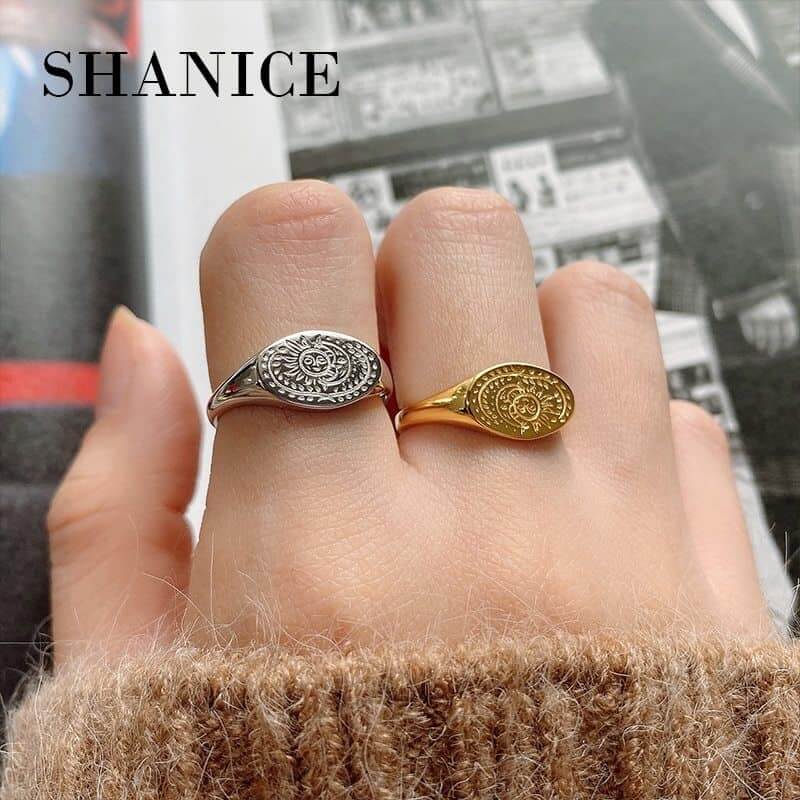 Sun Moon Signet Ring