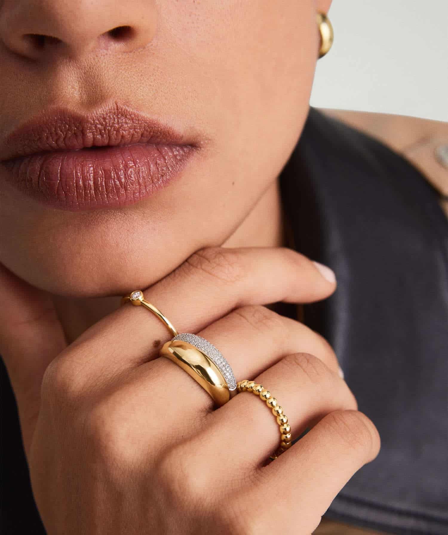 Thin Slim Dome Ring 14k gold stack