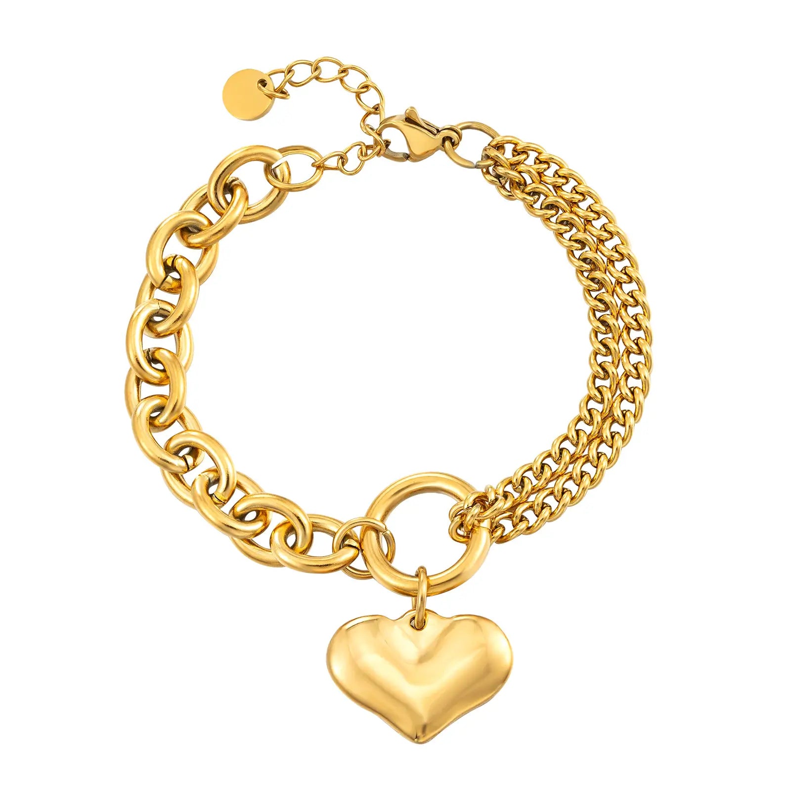 Womens Gold Love Heart Bracelet