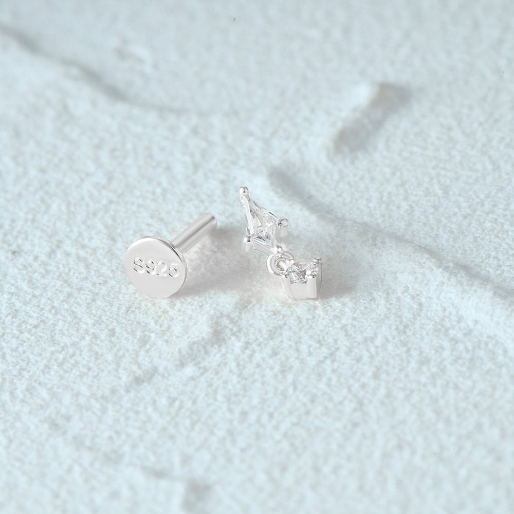 Geometric Trendy S925 Silver Moon Earrings