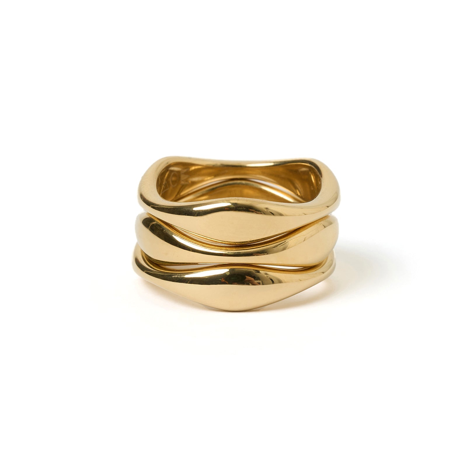 Triple Dune Gold Ring Stack