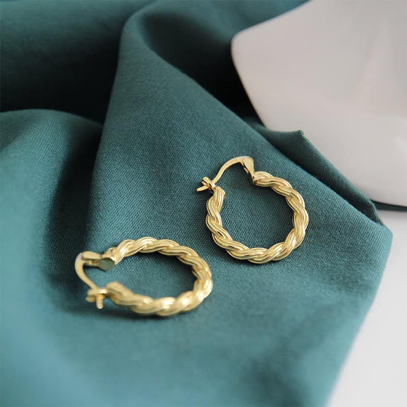 Twisted Gold Hoop Earrings