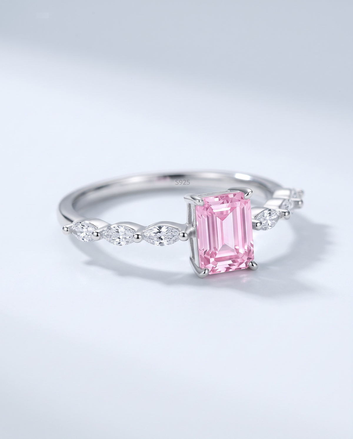 Blush Emerald-Cut Cocktail Ring - angle