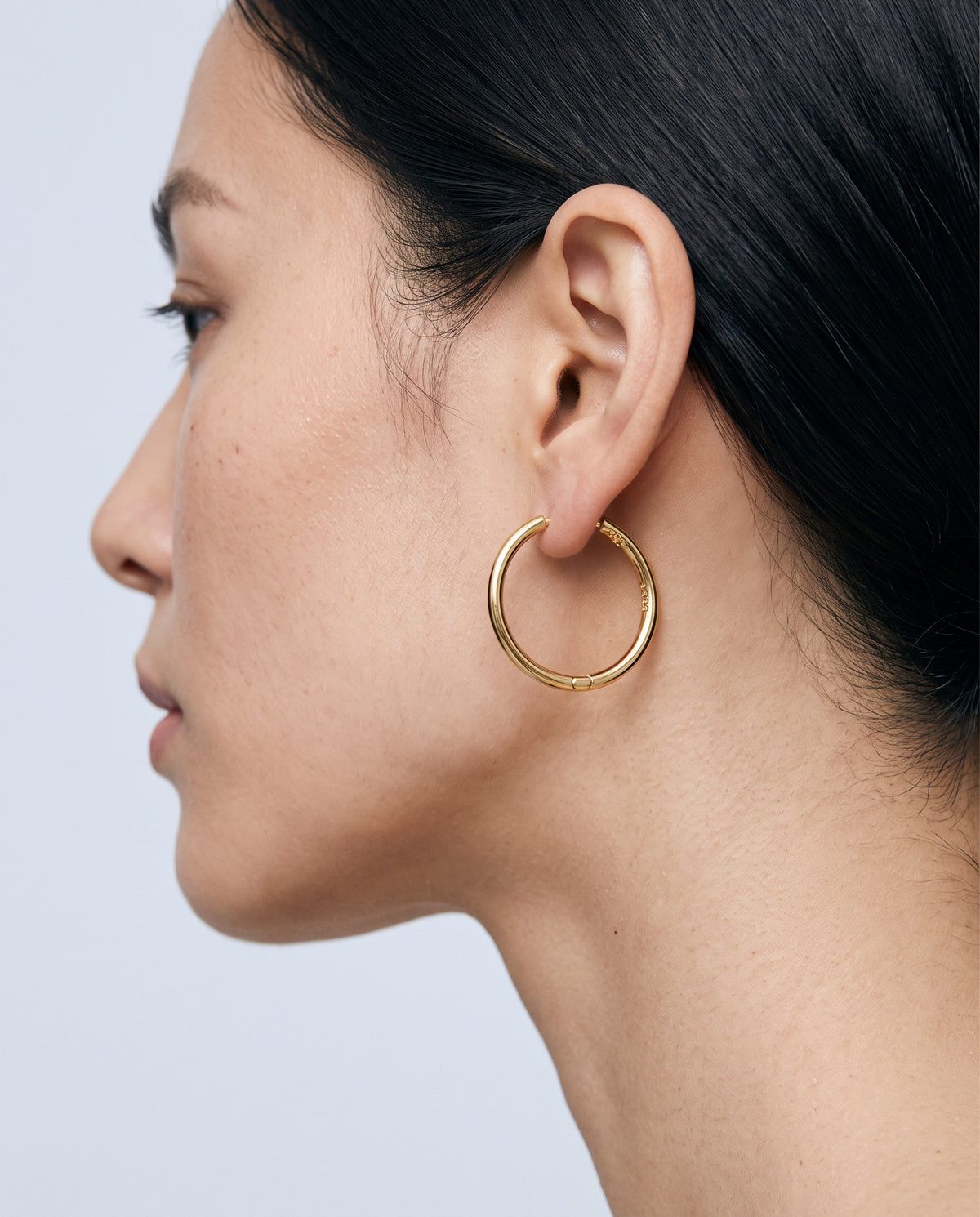 Buckle Huggie Earrings - on model