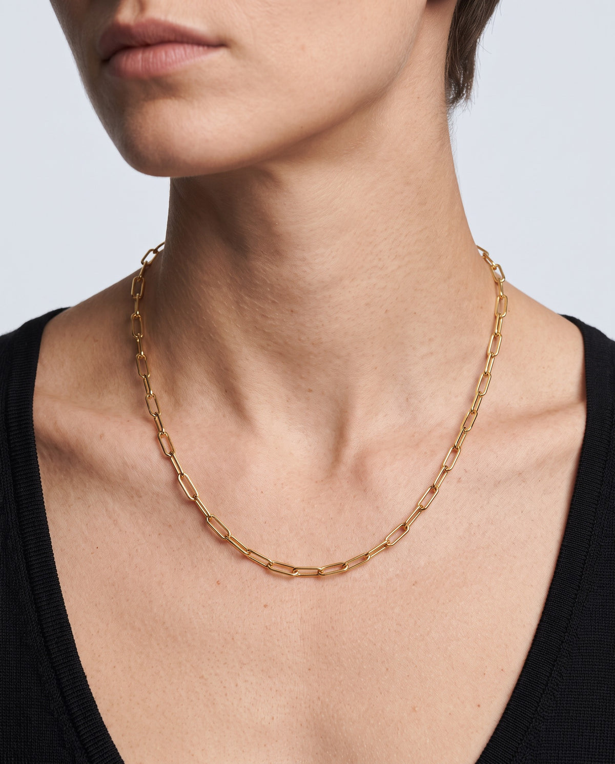 Clip Paperclip Chain Necklace - on model