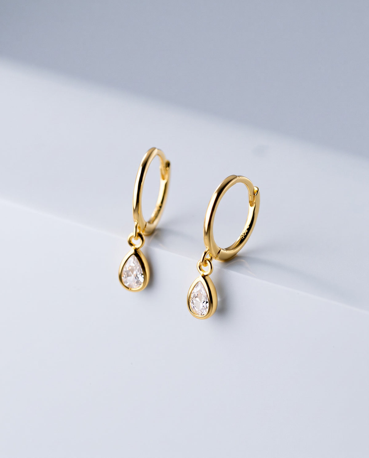 Dew Water Drop Huggie Earrings - angle