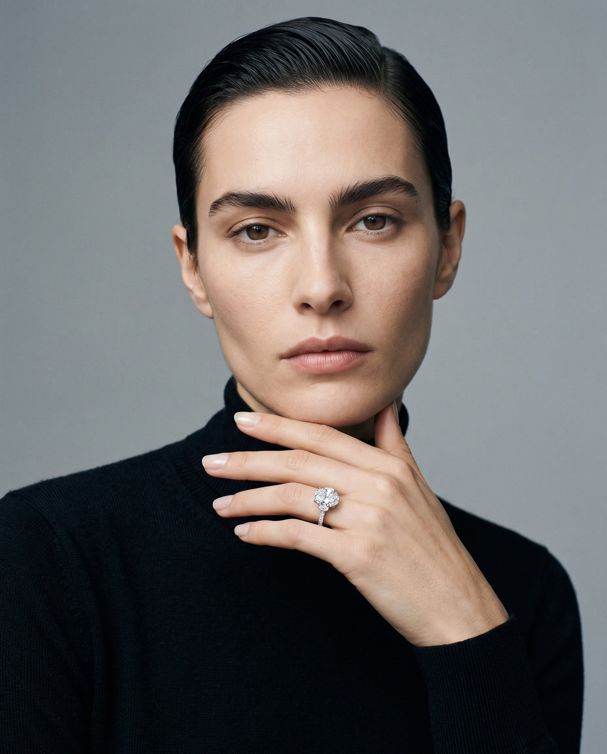 Elan Oval Moissanite Ring – editorial campaign image